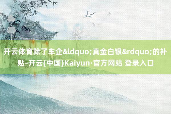 开云体育除了车企&ldquo;真金白银&rdquo;的补贴-开云(中国)Kaiyun·官方网站 登录入口